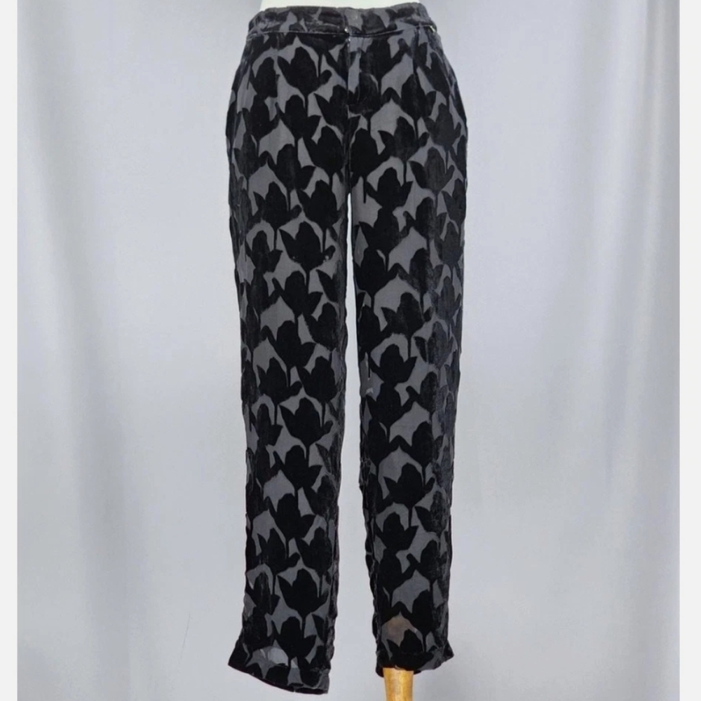Anthropologie Harlyn Silk Velvet Burnout Floral Joggers XS